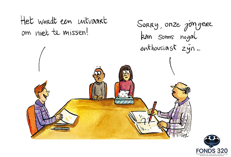 cartoon inclusie begrafenissecrtor